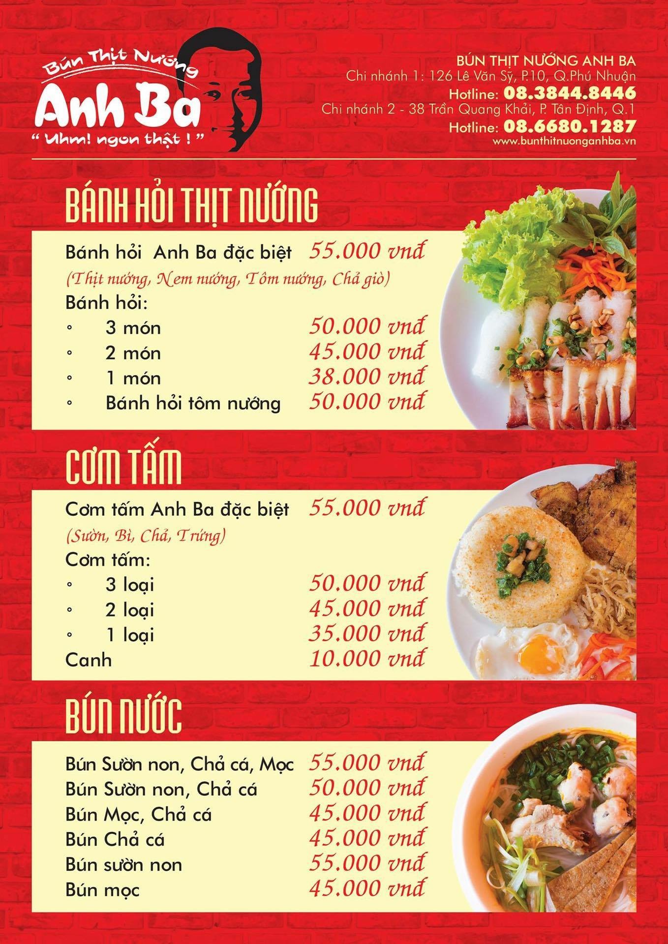 Bún Thịt Nướng Anh Ba - Combo Dành Cho 1 Người