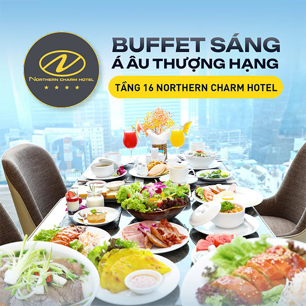 Northern Charm Hotel - Buffet Sáng Á Âu Thượng Hạng. Voucher 330,000 VNĐ, Còn 270,000 VNĐ, Giảm 18%. Chỉ Có Tại Hotdeal.vn!
