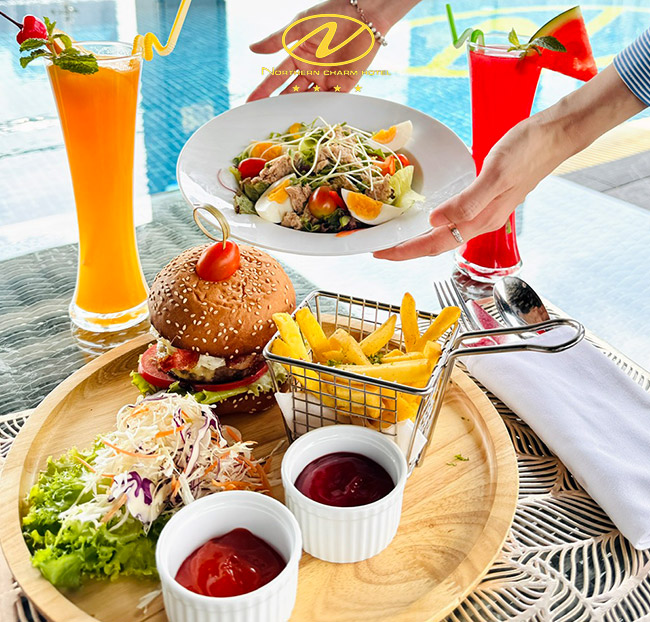 Northern Charm Hotel - Combo Ẩm Thực & Vé Bơi Thư Giãn Cho 1-2 Khách. Voucher 550,000 VNĐ, Còn 495,000 VNĐ, Giảm 10%. Chỉ Có Tại Hotdeal.vn!