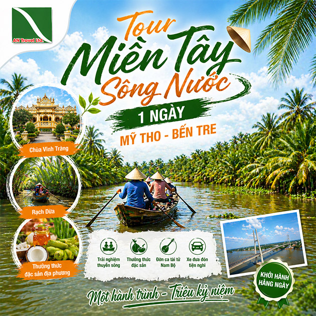 Tour Miền Tây Sông Nước 1 Ngày - Mỹ Tho - Bến Tre. Voucher 580,000 VNĐ, Còn 329,000 VNĐ, Giảm 43%. Chỉ Có Tại Hotdeal.vn!