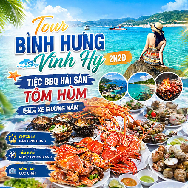 Tour Bình Hưng - Vĩnh Hy 2N2Đ - Tiệc BBQ Hải Sản Tôm Hùm - Xe Giường Nằm - BD012. Voucher 2,900,000 VNĐ, Còn 2,050,000 VNĐ, Giảm 29%. Chỉ Có Tại Hotdeal.vn!