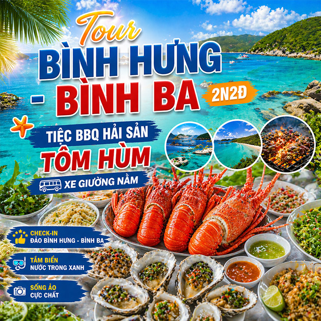 Tour Bình Hưng - Bình Ba 2N2Đ - Tiệc BBQ Hải Sản Tôm Hùm - Xe Giường Nằm - BD017. Voucher 2,900,000 VNĐ, Còn 1,950,000 VNĐ, Giảm 33%. Chỉ Có Tại Hotdeal.vn!