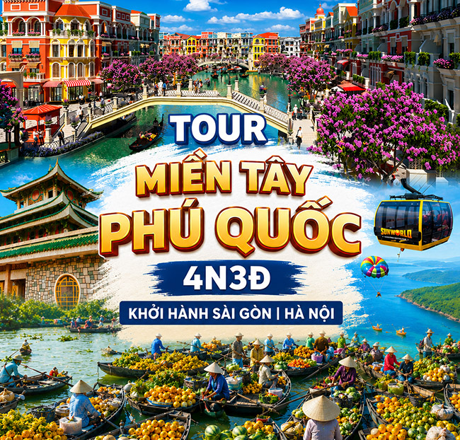 Tour Miền Tây - Phú Quốc 4N3Đ - Du Ngoạn 2 Miền - Khởi Hành Sài Gòn/ Hà Nội. Voucher 5,900,000 VNĐ, Còn 4,990,000 VNĐ, Giảm 15%. Chỉ Có Tại Hotdeal.vn!