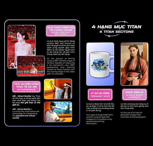 Metashow - Vé VIP Toàn Bộ Triển Lãm + 4 Hạng Mục Titan. Voucher 390,000 VNĐ, Còn 351,000 VNĐ, Giảm 10%. Chỉ Có Tại Hotdeal.vn!