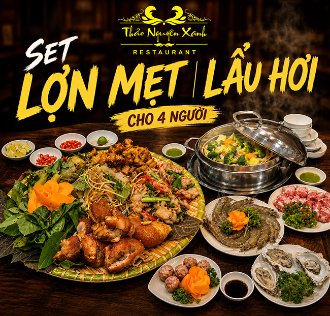 Thảo Nguyên Xanh - Set Lợn Mẹt/ Lẩu Hơi Cho 4 Người. Voucher 560,000 VNĐ, Còn 480,000 VNĐ, Giảm 14%. Chỉ Có Tại Hotdeal.vn!