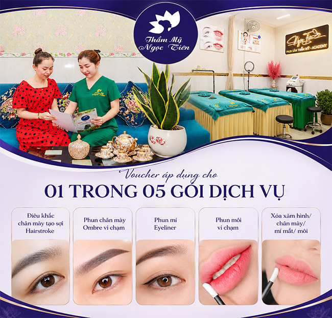 Thẩm Mỹ Ngọc Tiên - Điêu Khắc/ Phun Chân Mày/ Mí/ Môi/ Xóa Xăm. Voucher 3,000,000 VNĐ, Còn 499,000 VNĐ, Giảm 83%. Chỉ Có Tại Hotdeal.vn!