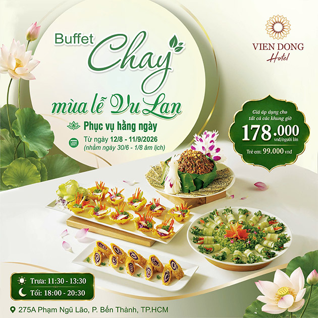 Viễn Đông - Buffet Trưa/ Tối Tinh Hoa Những Món Chay. Voucher 209,000 VNĐ, Còn 178,000 VNĐ, Giảm 15%. Chỉ Có Tại Hotdeal.vn!