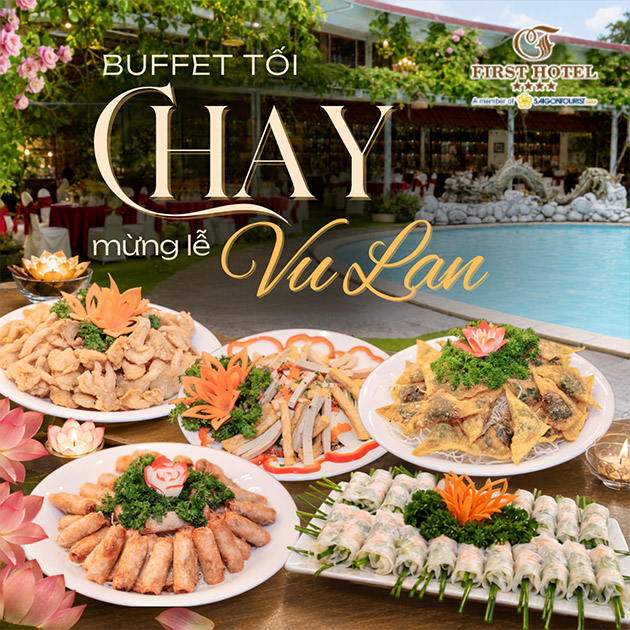 Đệ Nhất - Buffet Chay Buổi Tối Cao Cấp - Khu Vực Hoa Viên Hồ Bơi. Voucher 229,000 VNĐ, Còn 206,000 VNĐ, Giảm 10%. Chỉ Có Tại Hotdeal.vn!
