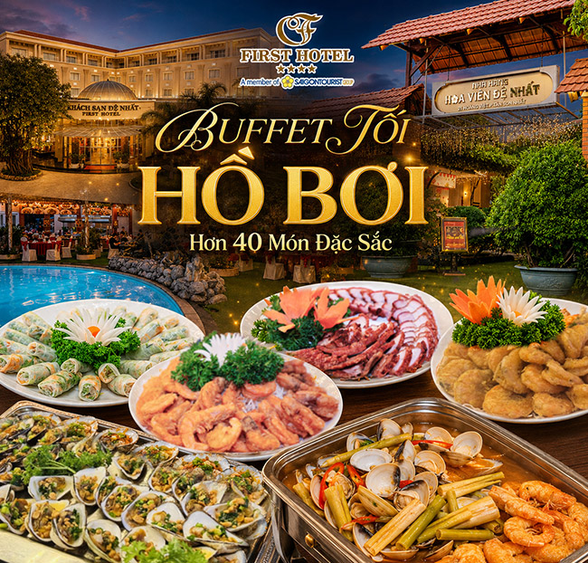 Khách Sạn Đệ Nhất - Buffet Cuối Tuần Sang Xịn Bên Hồ Bơi - Thứ 7 Hàng Tuần. Voucher 349,000 VNĐ, Còn 314,000 VNĐ, Giảm 10%. Chỉ Có Tại Hotdeal.vn!