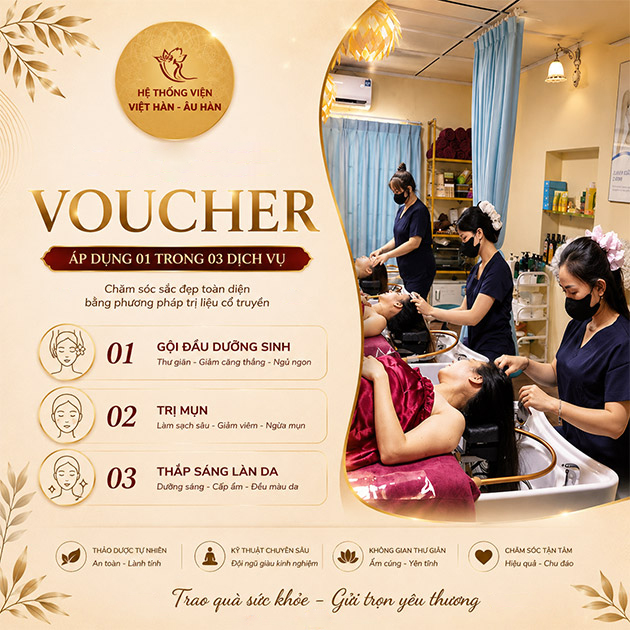 Viện Việt Hàn - Gội Đầu Dưỡng Sinh/ Trị Mụn/ Thắp Sáng Da. Voucher 600,000 VNĐ, Còn 139,000 VNĐ, Giảm 77%. Chỉ Có Tại Hotdeal.vn!