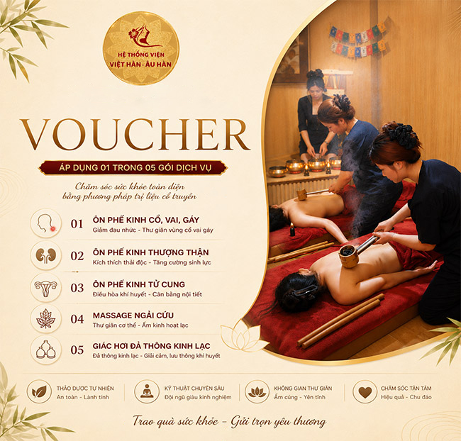 Viện Việt Hàn - Ôn Phế Kinh/ Massage Ngải Cứu/ Giác Hơi 90’. Voucher 900,000 VNĐ, Còn 299,000 VNĐ, Giảm 67%. Chỉ Có Tại Hotdeal.vn!