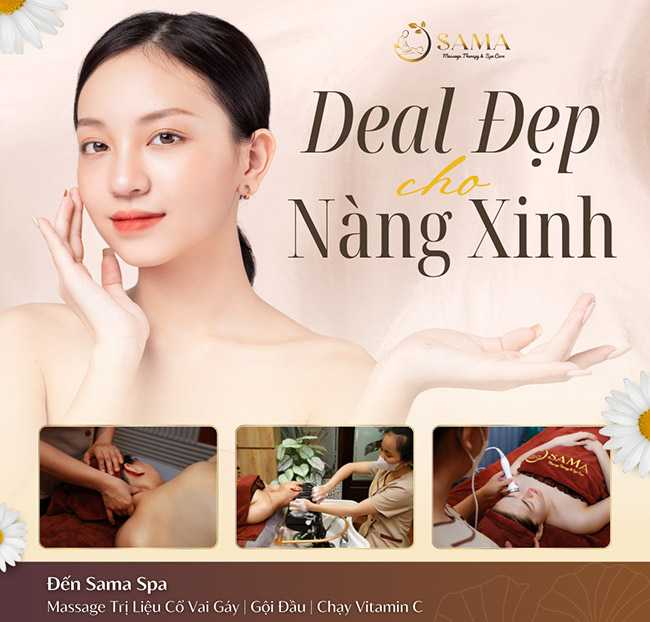 Sama Spa - Massage Body/ Trị Liệu Cổ Vai Gáy/ Gội Đầu 120'. Voucher 600,000 VNĐ, Còn 299,000 VNĐ, Giảm 50%. Chỉ Có Tại Hotdeal.vn!