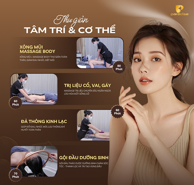 Paradise Spa - Massage Body/ Vai Gáy/ Đả Thông Kinh Lạc/ Gội Đầu. Voucher 299,000 VNĐ, Còn 125,000 VNĐ, Giảm 58%. Chỉ Có Tại Hotdeal.vn!