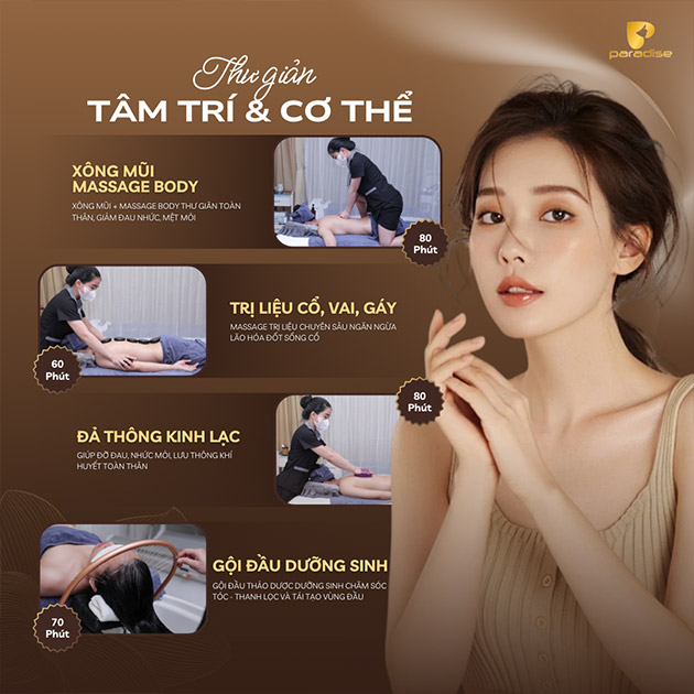 Paradise Spa - Massage Body/ Vai Gáy/ Đả Thông Kinh Lạc/ Gội Đầu. Voucher 299,000 VNĐ, Còn 125,000 VNĐ, Giảm 58%. Chỉ Có Tại Hotdeal.vn!