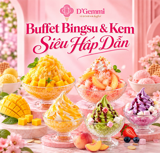 DGemmi - Buffet Kem & Bingsu. Voucher 99,000 VNĐ, Còn 60,000 VNĐ, Giảm 39%. Chỉ Có Tại Hotdeal.vn!