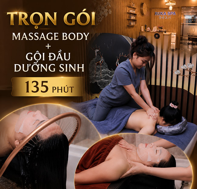 Ruka Spa - Trọn Gói Massage Body + Gội Đầu Dưỡng Sinh 135’. Voucher 550,000 VNĐ, Còn 199,000 VNĐ, Giảm 64%. Chỉ Có Tại Hotdeal.vn!