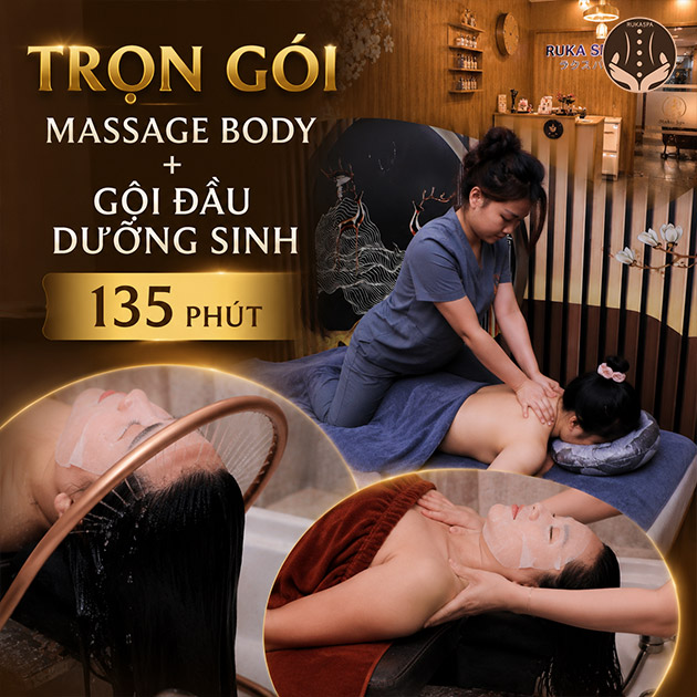 Ruka Spa - Trọn Gói Massage Body + Gội Đầu Dưỡng Sinh 135’. Voucher 550,000 VNĐ, Còn 199,000 VNĐ, Giảm 64%. Chỉ Có Tại Hotdeal.vn!