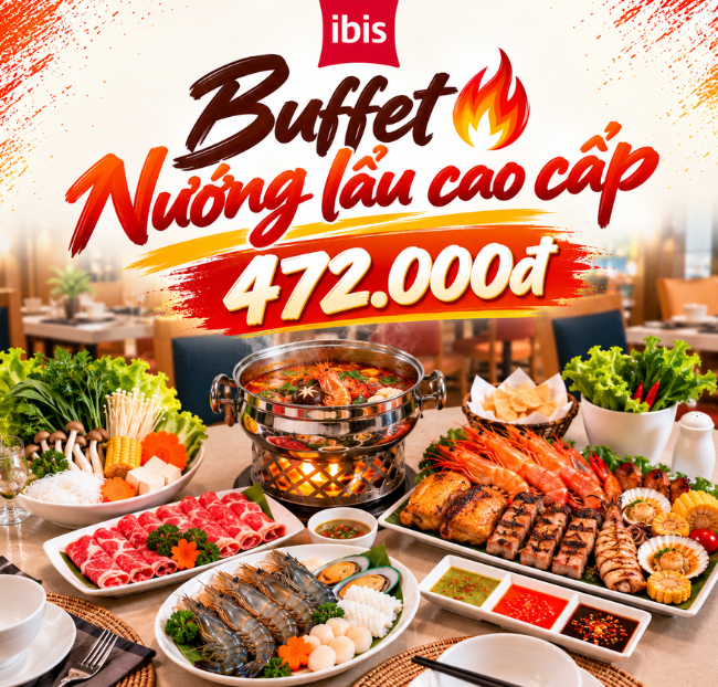 Ibis Saigon South - Buffet Hải Sản, Thịt Nướng & Lẩu Cao Cấp - Thứ 6 Hàng Tuần. Voucher 589,680 VNĐ, Còn 472,000 VNĐ, Giảm 20%. Chỉ Có Tại Hotdeal.vn!