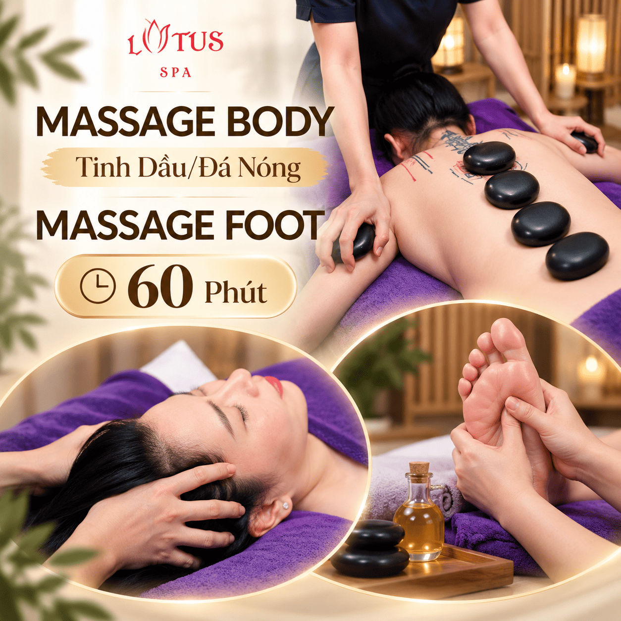 Lotus Spa Massage - Trọn Gói Massage Body/Foot Chuyên Sâu. Voucher 700,000 VNĐ, Còn 299,000 VNĐ, Giảm 57%. Chỉ Có Tại Hotdeal.vn!